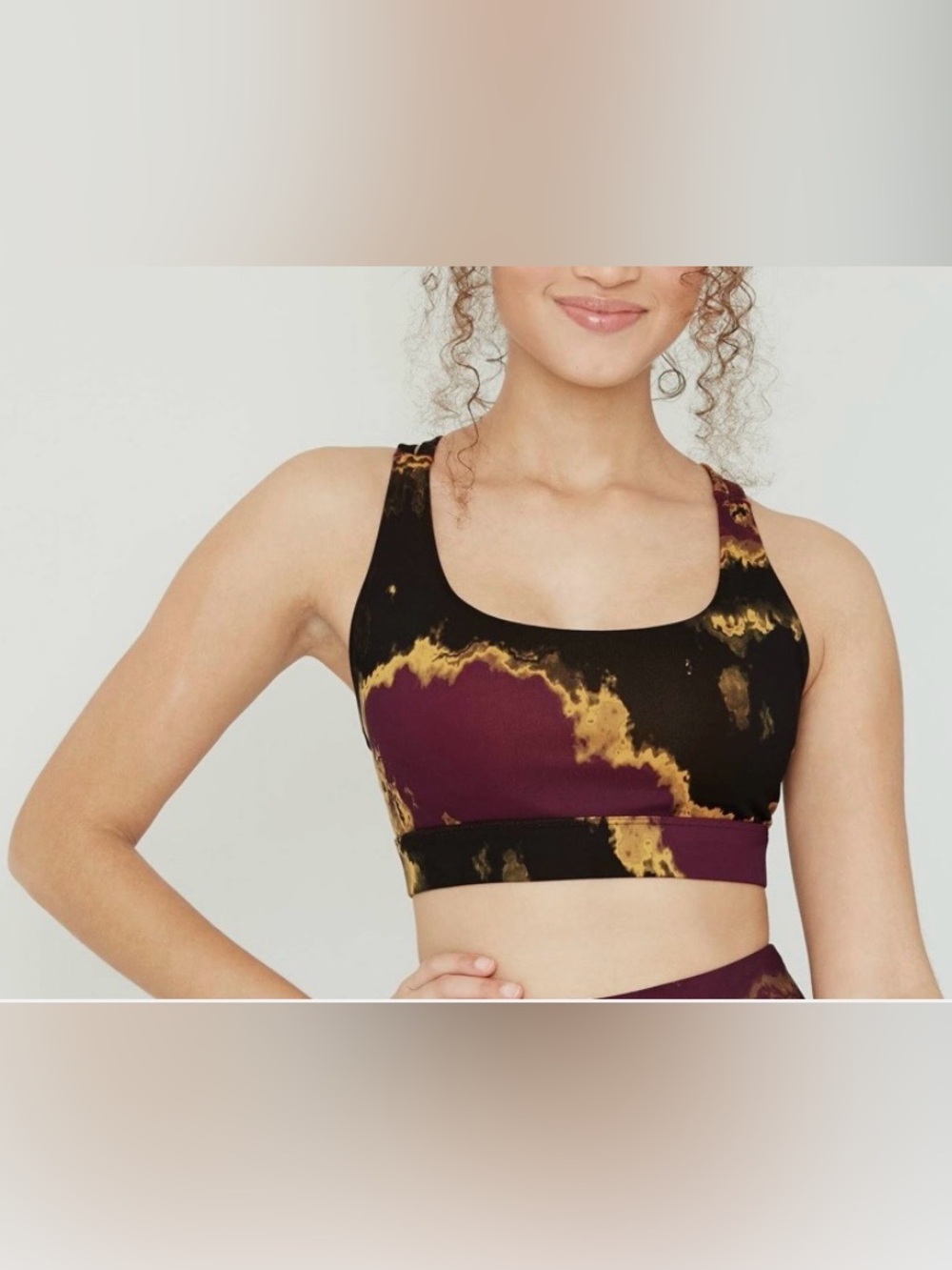 Joy Lab Women’s Strappy Back Sports Bra in Burgundy Marble | Large